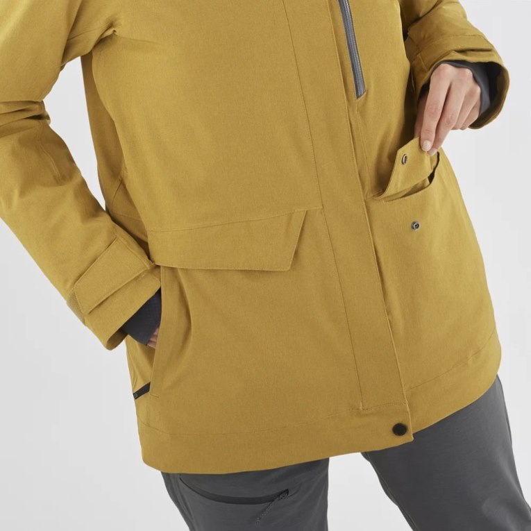 Yellow Salomon Stance Cargo Insulated Hooded Women's Ski Jackets | IE GU5198